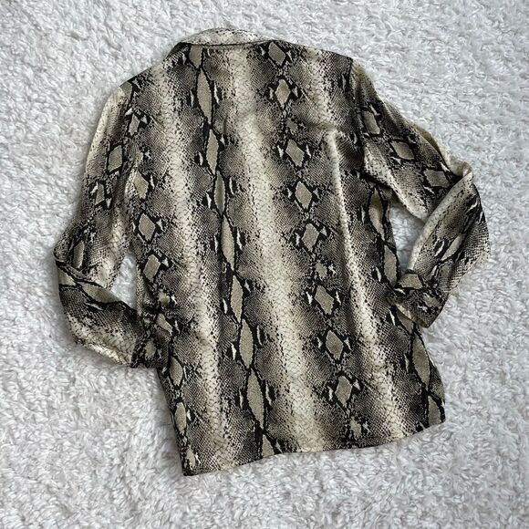 Vintage Silk Animal Print Button Down Blouse - Picture 3 of 4
